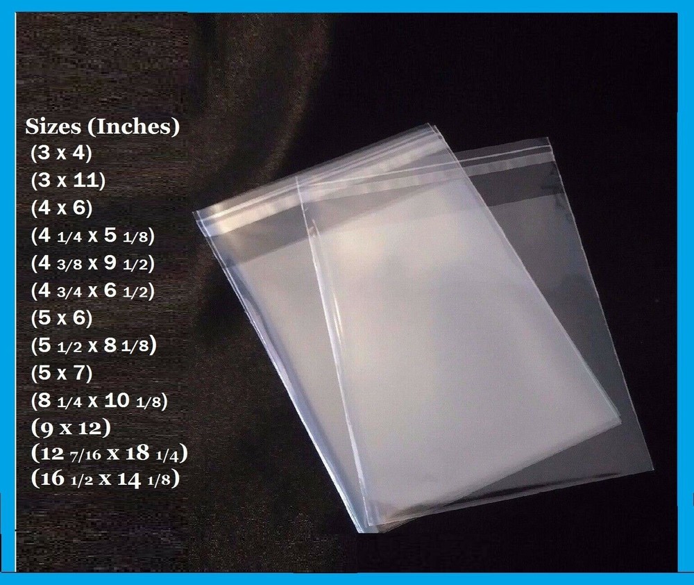 Clear Resealable Self Adhesive Seal Cello Lip & Tape Plastic bags 1.2 mil