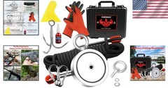 2625 lbs Double Sided Magnet Fishing Kit with Rope 4.57 Inch