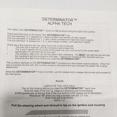 Alpha Tech DETERMINATORTM Tool Set ilco Key P1099 B68 12345678 Works On GM