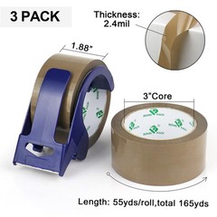 BOMEI PACK Packing Tape with Blue Dispenser Brown Packaging Tape for Shipping…