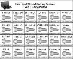 Hex Head Thread Cutting Screw Type F Assortment in Large Metal Tray