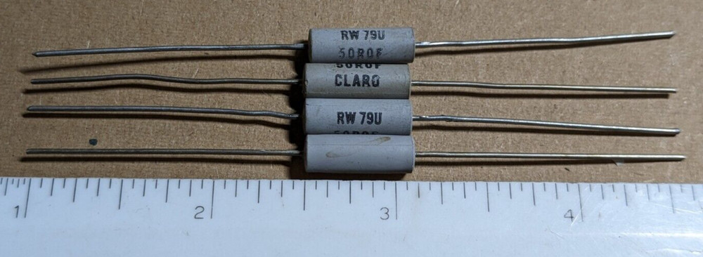 Lot of 4 NOS Clarostat RW79U50R0F 50 Ohm 3W Wire-Wound Resistors
