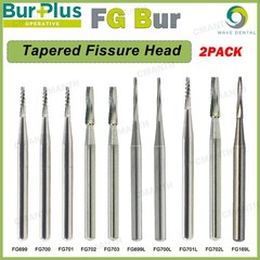 2 PACK WAVE Dental Carbide Burs FG Tapered Fissure Cross Cut Burs Fit High Speed