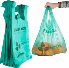 Eco Grocery Bags Disposable T-Shirt Thank You Bag with Handles for Supermarket,