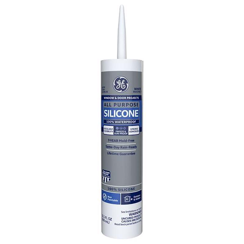 GE 2749483 White Silicone Window & Door Caulk Sealant 10.1 oz. (Pack of 12)