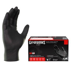 2X Large Pack of 100 Black Nitrile Gloves Medium Duty 5 Mil for Chemical Prot…