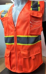 TFX Two Tone High Visibility Reflective Orange Safety Vest with ID pocket