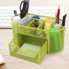 Desk Organizer Mesh Metal Desktop Office Pen Pencil Holder Storage Tray Green US