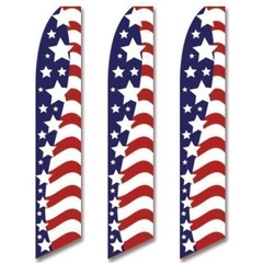 3 (three) Pack Tall Swooper Flags USA America American Stars Stripes