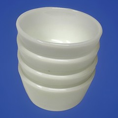 Vintage Anchor Hocking #453 Milk Glass Ramekin Custard Bowls Set of 4