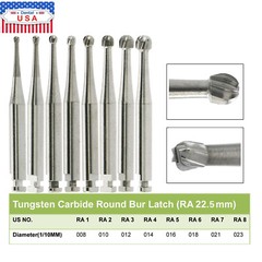 1-10 x Dental Round Tungsten Steel Carbide Burs RA Latch for Low Speed Handpiece
