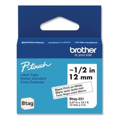 Brother P-Touch BTAG231 0.47 in. x 13.1 ft. P-Touch BTAG Label Tape BK on WT New