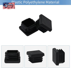 WZB 1 1X1 Square Tube End Cap Plastic Plugs 12 Pack, 1X1 1 Inch Square Tubing Pl