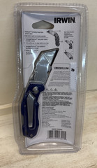 IRWIN Folding Utility Knife: 4 in/5 3/4 in, Bi-Metal, Metal W/Pocket clip incl.
