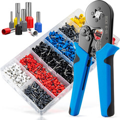 Ferrule Crimping Tool Kit w/ 1250PCS Wire Ferrules AWG 23-7 Ratchet Crimper