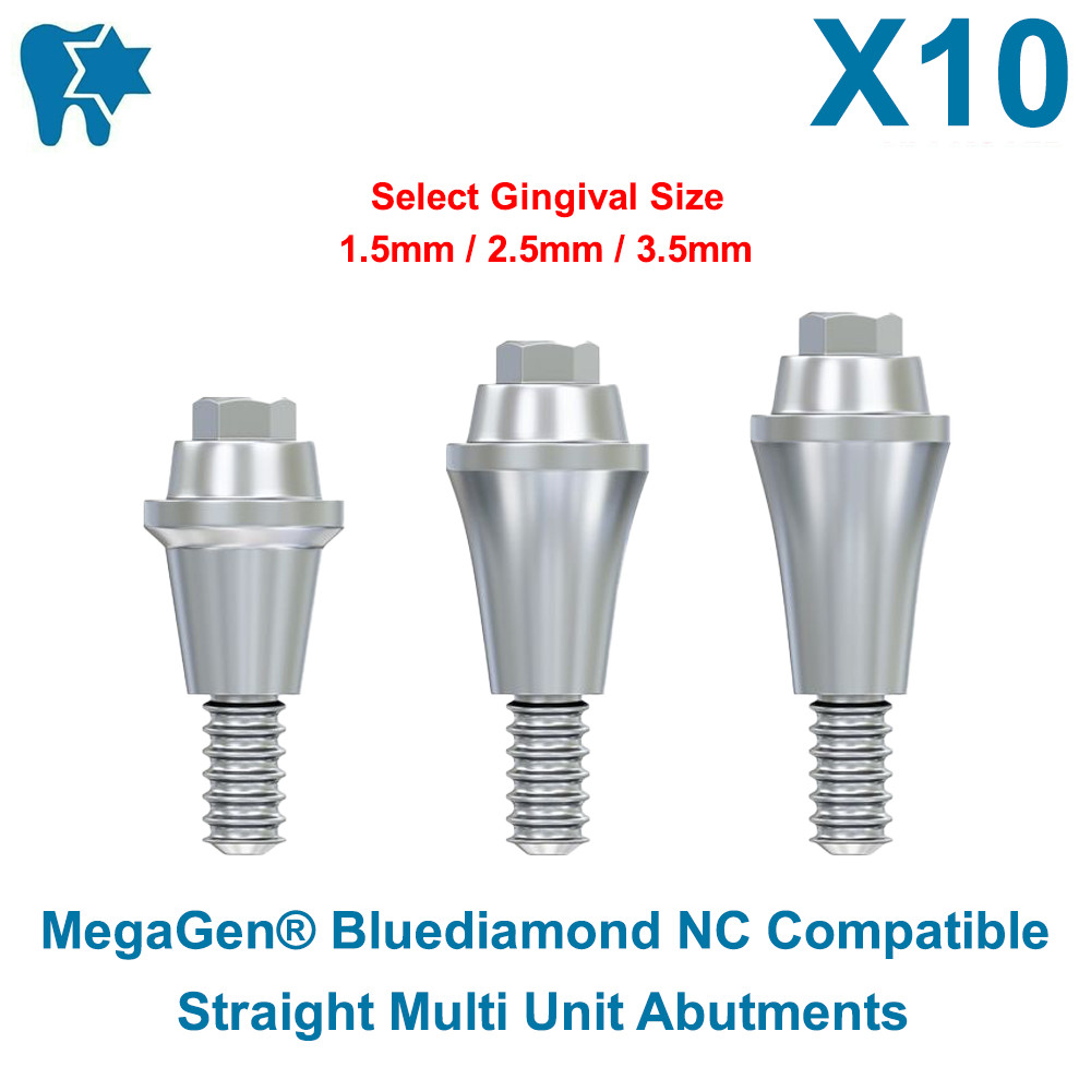 10x Dental MegaGen® Bluediamond NC Compatible Straight Multi Unit Abutments