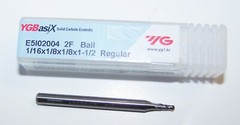 1/16″ (.0625″) CARBIDE END MILL 2 FLUTE BALL END, YG1 E5I02004