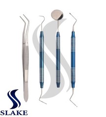 4 Pcs Basic Dental Set Mirror Explorer College Plier Lucas Set Dental Instrument