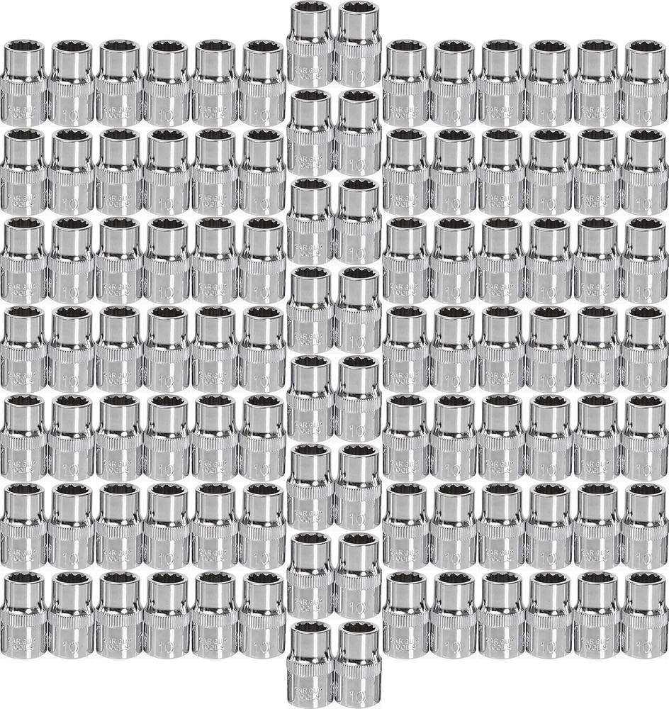 Bulk 100-Pack 10mm Shallow Sockets – 3/8″ Drive and Corrosion-Resistant Finish