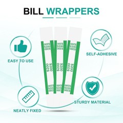200Pcs Money Band 200 Dollar Money Bill Wrapper Self-Adhesive Bill Band Green