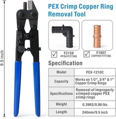 Professional PEX Crimp Ring Removal Tool – Fits 1/2, 3/4, 1 Inch Copper Rings