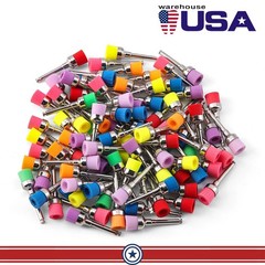 100pcs Dental Nylon Colored Soft Bowl Polishing Flat Tapere Prophy Brushes Latch