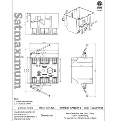 5PK 3-Gang Outlet/Switch Box New Work ETL Certified 44 Cu In 5 7/8″x3 – 3/4″x3″