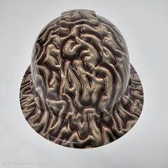 full brim hard hat custom hydro dipped IN BRAIN BUCKET BIG BRAINIAC NEW
