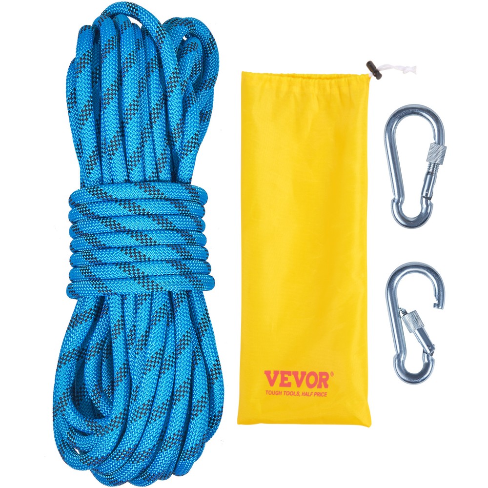 VEVOR 10.5 mm Static Climbing Rope 9.7M(32ft) Outdoor Rock Climbing Rope Blue