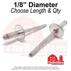 1/8″ Oversized Dome Head Blind Pop Rivets Steel/Steel Zinc(Pick Size &Qty)