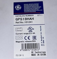NEW GE GPS1BHAH Manual Motor Starter (Current Range 2.5-4A)