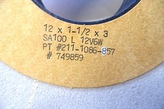NATIONAL 12 x 1-1/2 x 3 GRINDING WHEEL, 211-1086-857, SA100L12V6W, 749859