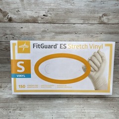 4 *DENTED* Boxes MEDLINE FITGUARD ES Stretch Vinyl Exam Gloves Size: Small 600ct
