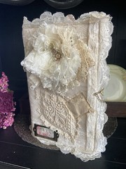 Handmade Lace Prayer book Junk Journal Antique Photo Embellished Chunky/HUGE!!