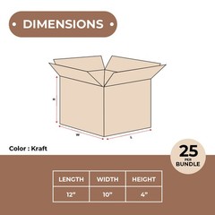 12 x 10 x 4″ Heavy-Duty Boxes Single Wall 25/Bundle ECT-44
