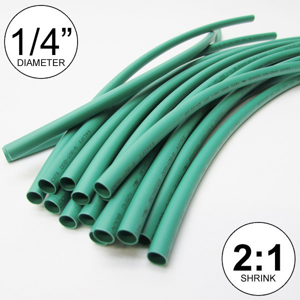 1/4″ ID Green Heat Shrink Tube 2:1 ratio wrap (25 ft) 0.25 inch/feet/foot/to 6mm