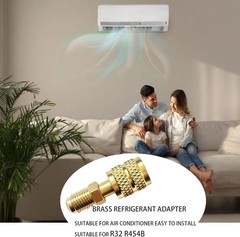 2Pcs R32 R454B Refrigerant Adapter Brass, 1/4 Inch Female to 1/4 Inch Male Rever