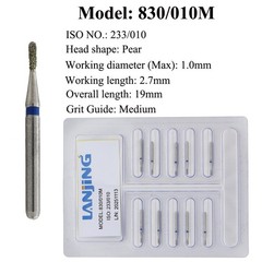 Dental Diamond Bur Pear 830 Long Pear 830L Coarse Medium FG 330 Burs High Speed