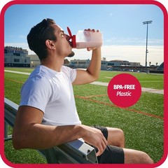 GoodCook 1 Quart Bottle with Snap Lock Easy-Pour 32 Ounces, Clear and Red