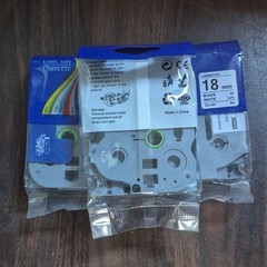 TZc-241 Laminated Label Tape Cassette 18mm Black on White 8m Thermal