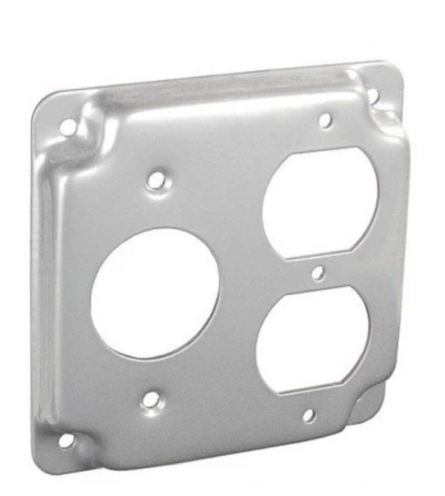 50- Southwire Garvin 4 Inch Square 1/2 Inch Raised Duplex And Single Receptacle