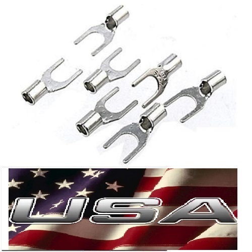 14-16 100 PK UNINSULATED NON-INSULATED # 8 SPADE CONNECTOR TERMINAL MADE IN USA