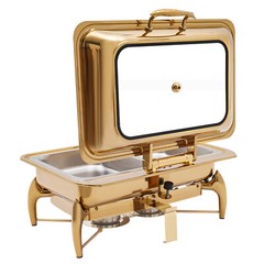 Gold 9QT Roll Top Chafing Dish Buffet Set Stainless Steel with Fuel Holder Home~