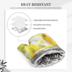 Yellow Modern Art Gray Oven Mitts and Pot Holders Heat Resistant Kitchen Glov…