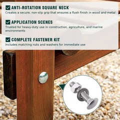 4 Sets 1/213×31/2 Inch Carriage Bolt Kit 304 Stainless Steel Hex Nut
