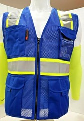 FX Two Tone High Visibility Reflective Blue Safety Vest W/ ID POCKET(Small-2XL)