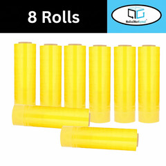 8 Rls 18″x1500′ Cast Packing Stretch Film Shrink Hand Wrap 80 Ga Dark Yellow