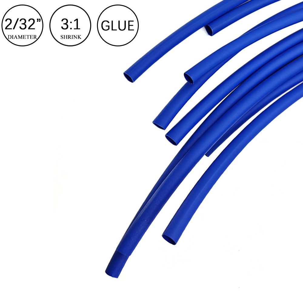 3:1 Heat Shrink Tubing Blue Dual Wall Waterproof Glue Wires Wrap (SMALL SIZES)