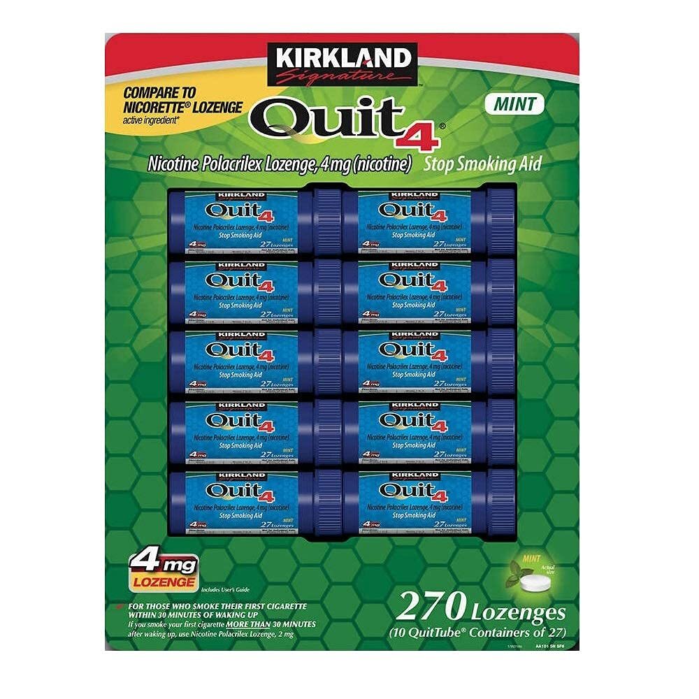 Kirkland Signature Quit4 4mg Lozenge Mint 270 Count – Set of 3