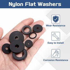 25Pcs M6 Nylon Flat Washers Plastic Washer 6mm ID 25mm OD 2mm Thick Black